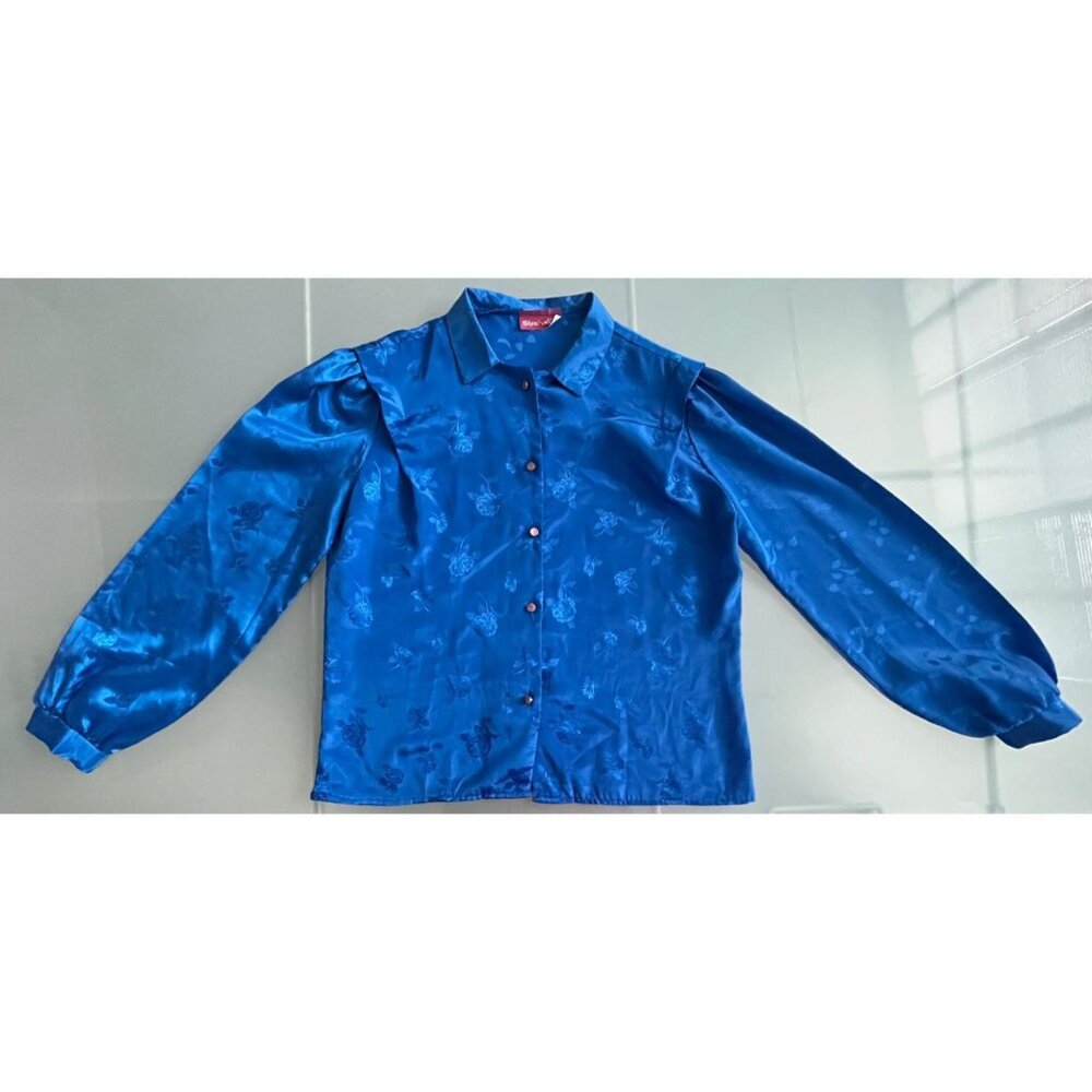 Vintage Silky Blue Blouse